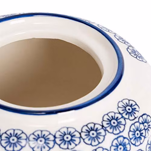 Nicola Spring Hand-Printed Porcelain Teapot with Lid, Floral Pattern, Blue, 820ml – 3