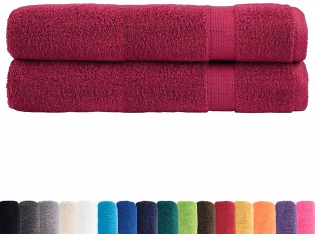 Berkfield Home SOLUND Premium Cotton Terry Towels, 2 Pack, Bordeaux Red, W: 100 cm, L: 200 cm, 600gsm – 1