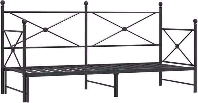 Berkfield Home Modern Metal Daybed with Trundle in Black, W/D/H: 90 x 200 cm