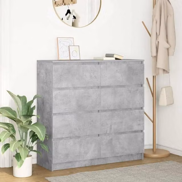 Berkfield Home Minimalist Sideboard in Concrete Grey, W/D/H: 100 x 35 x 99 cm