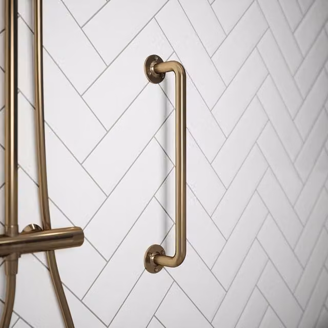 Rothley Brass Grab Rail in Gold and Bronze, Length: 45.7 cm
