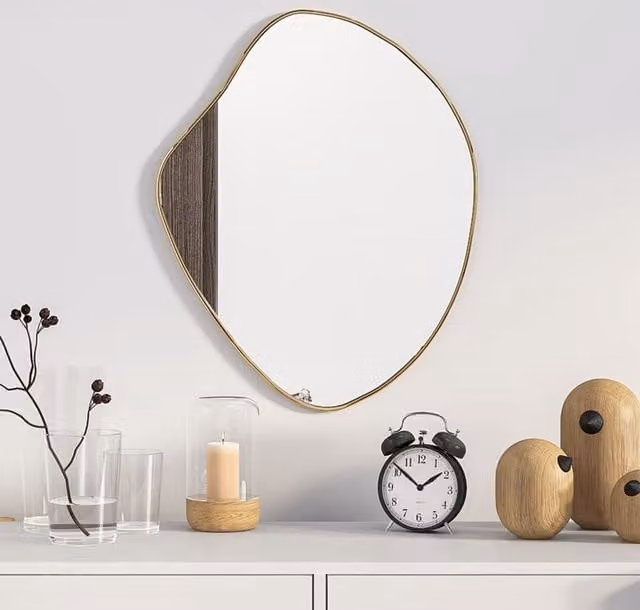 Berkfield Home Minimalist Rectangular Wall Mirror in Gold, W: 50 cm, H: 40 cm – 1