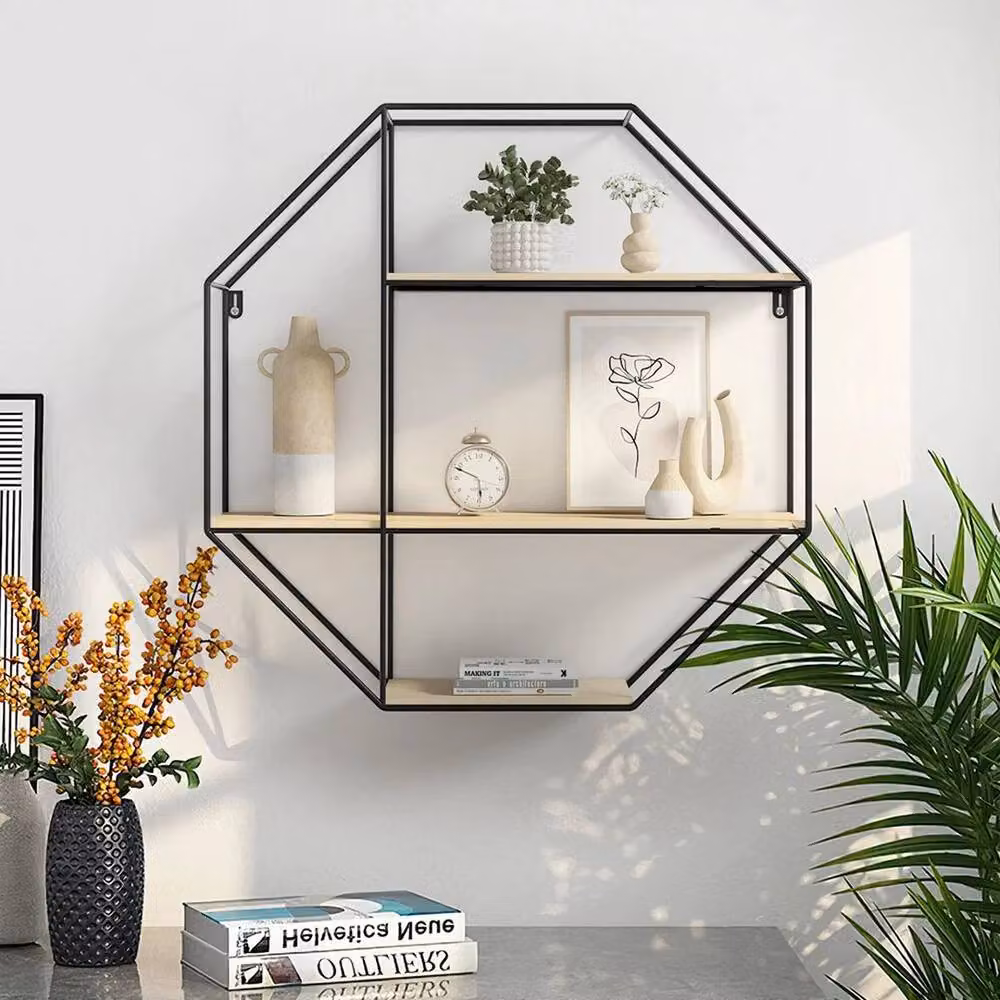 KORVIXA 3 Tier Wall Mounted Floating Storage Shelf in Beige, Width: 100 cm – 2