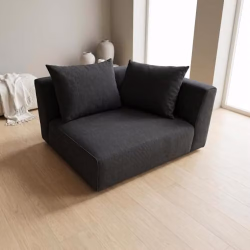 Abakus Direct Tokyo Right Corner Unit in Black Basket Weave Fabric with Deep Seat – 4