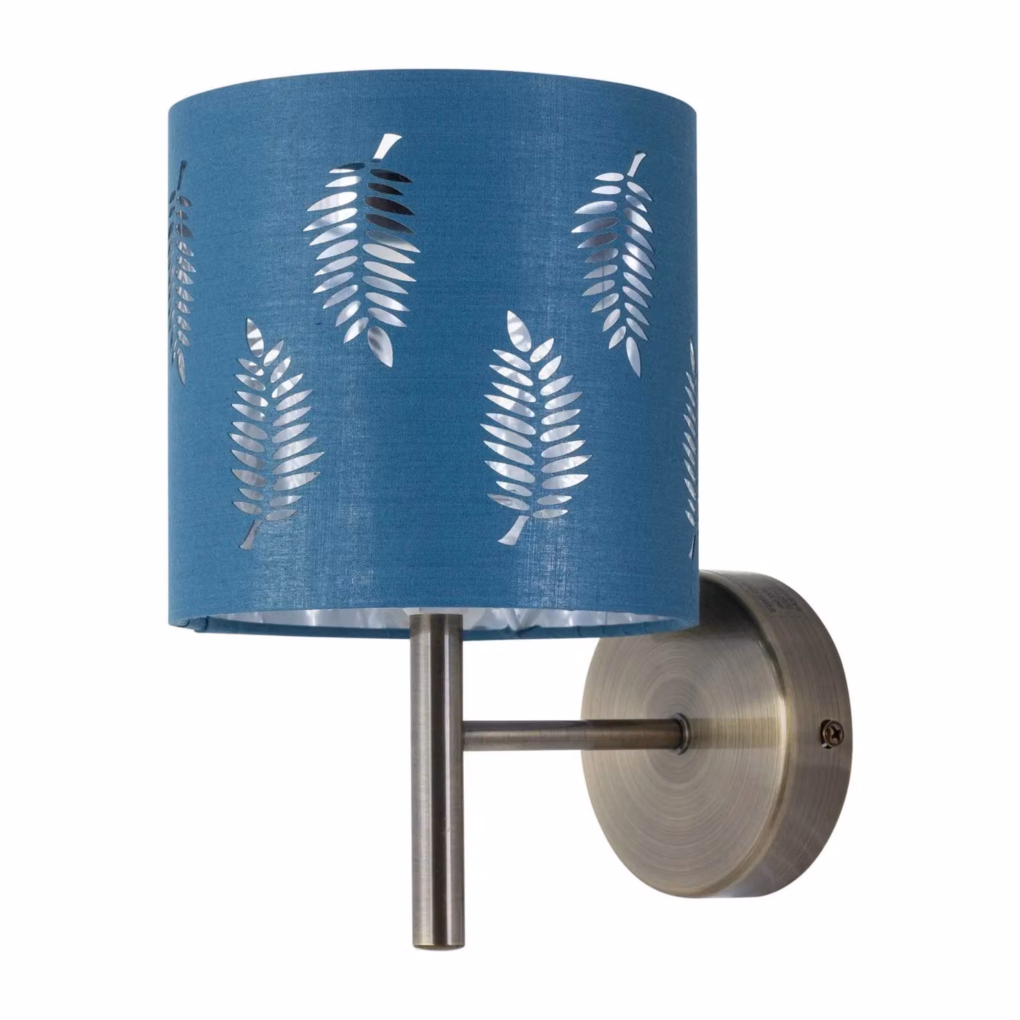 First Choice Lighting Brea Set of 2 Antique Brass Wall Lights with Teal Fabric Shades – 2