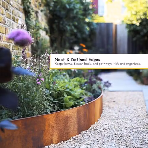 Nicoman Heavy Duty Pre-Rusted Metal Garden Border Edging, Bronze/Brown, 5m Long Roll – 4