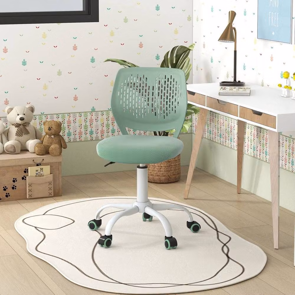 Kelvenix Ergonomic Childrens Study Chair in Green Fabric with Metal Frame and Castors – 2