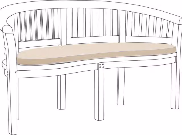 Gardenista Weatherproof Outdoor Banana Bench Cushion in Beige Polyester with Foam Wedge