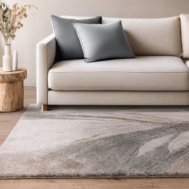 The Rug Shop UK Blue and Beige Abstract Modern Machine Woven Stain-Resistant Rug, W: 200 cm, D: 290 cm – 1