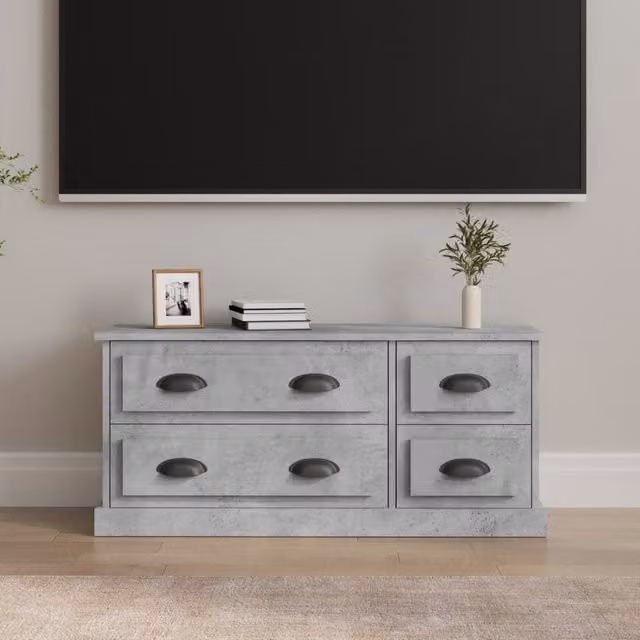 Berkfield Home TV Cabinet in Concrete Grey, W/D/H: 100 x 35.5 x 45 cm, Engineered Wood – 1