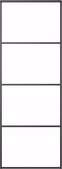 Berkfield Home Modern Sliding Door in Black with Frosted ESG Glass and Aluminium, W: 76 cm, H: 205 cm – 1