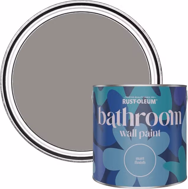 Rust-Oleum Grey Matt Water-Based Mould-Resistant Bathroom Wall and Ceiling Paint, 2.5 l – 4