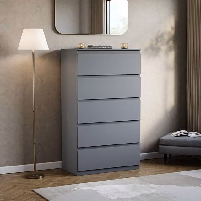HD Designs Denver 5 Drawer Chest of Drawers in Grey