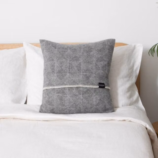Native Natural Grey Wool Square Cushion W/D/H: 45 x 45 x 45 cm