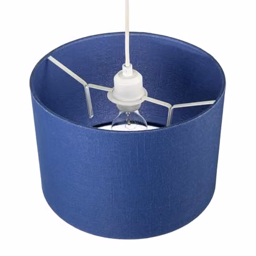 Happy Homewares Blue Textured Fabric Circular Lamp Shade W/D/H: 30 x 30 x 20 cm – 2
