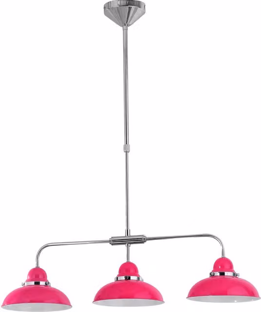 Orsina by Interiors by Premier 3 Light Pendant in Hot Pink and Chrome