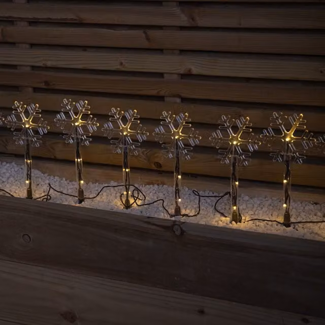 Samuel Alexander Set of 8 Battery Powered White LED Snowflake Christmas Path Lights – 1