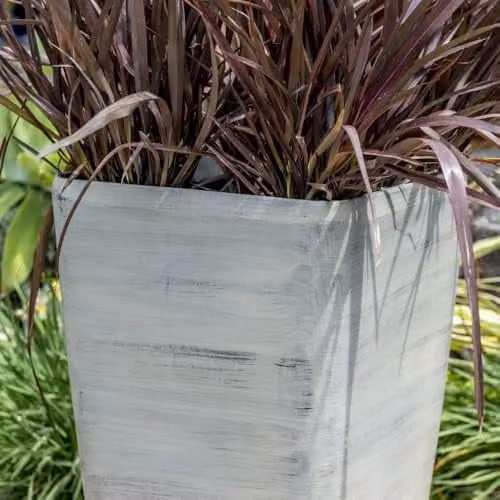 Primrose Stone Effect Resin Flared Square Cube Planter in Grey and White, H 76 cm x W 76 cm x D 40 cm – 2