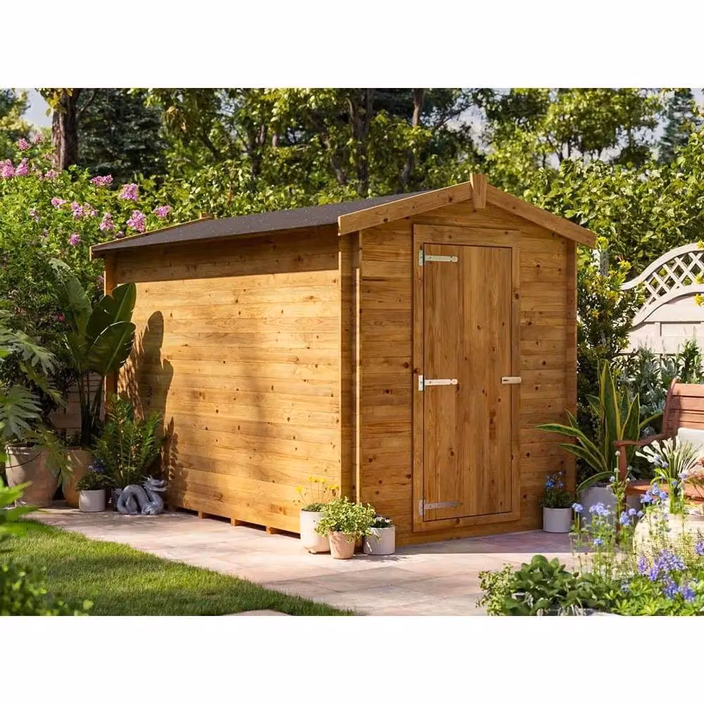 Dunster House Heavy Duty Log Shed with Superfelt Roof in Brown, W/D/H: 300 x 180 x 180 cm – 2