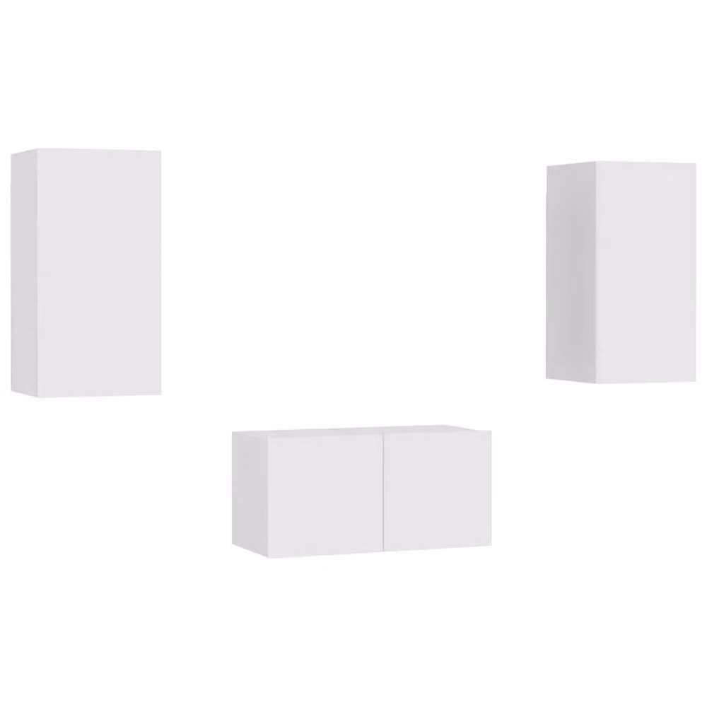 Berkfield Home 3 Piece Modern White MDF TV Cabinet Set for your Living Room – 2