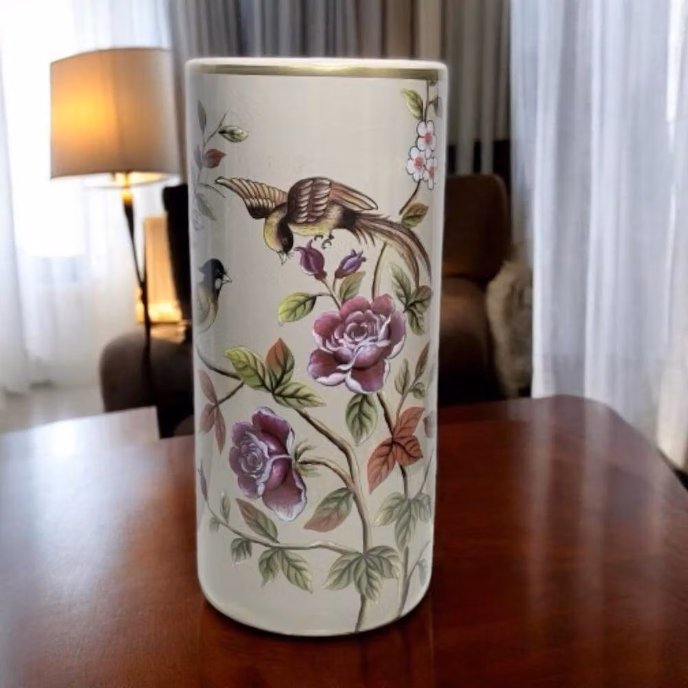 Minster Stylish Living Ltd Ceramic Umbrella Stand with Birds, Roses and Floral Design in Beige – 2