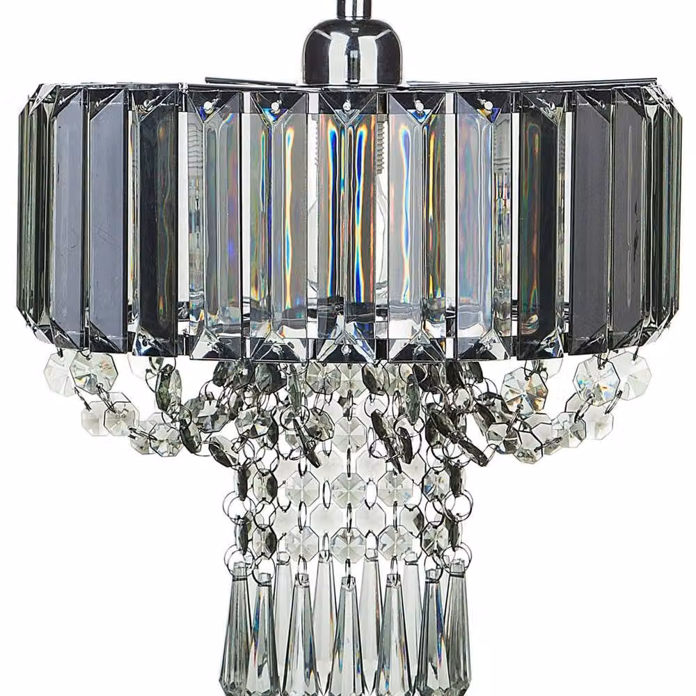 Wyld and Coco Glamour Pendant Lamp in Grey Metal with Transparent Droplets, Height: 83 cm – 2