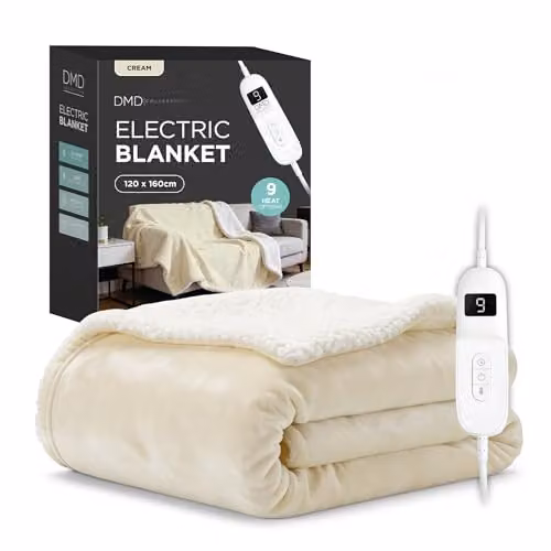 DMD Collective Heated Electric Blanket Throw in Beige, W/D/H: 120 x 160 cm – 1