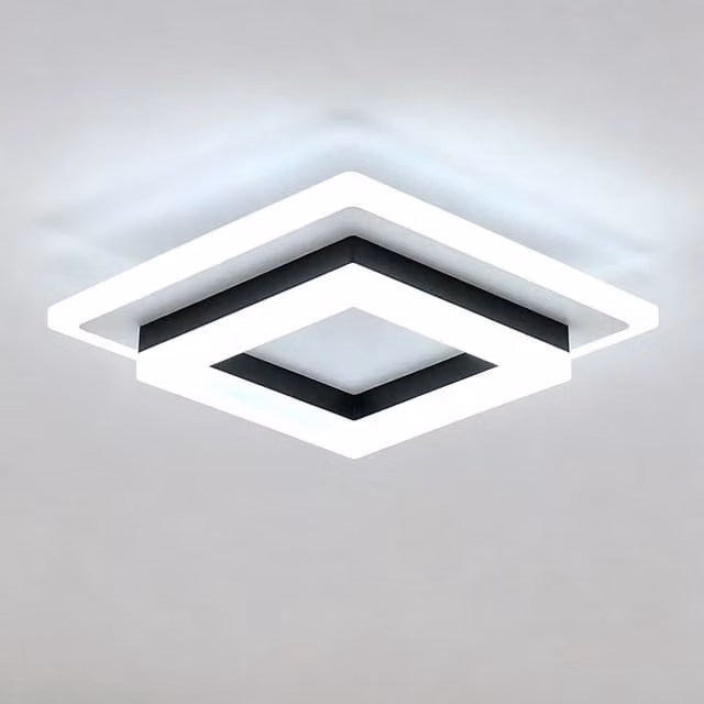 Goeco Modern Square LED Ceiling Light, 24W, 6500K Cool White, Black – 1