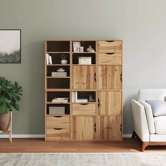 Berkfield Home ODDA Side Cabinets, 6 Piece Set, Brown Waxed Solid Wood and MDF, W: 40 cm, D: 24 cm, H: 79 cm