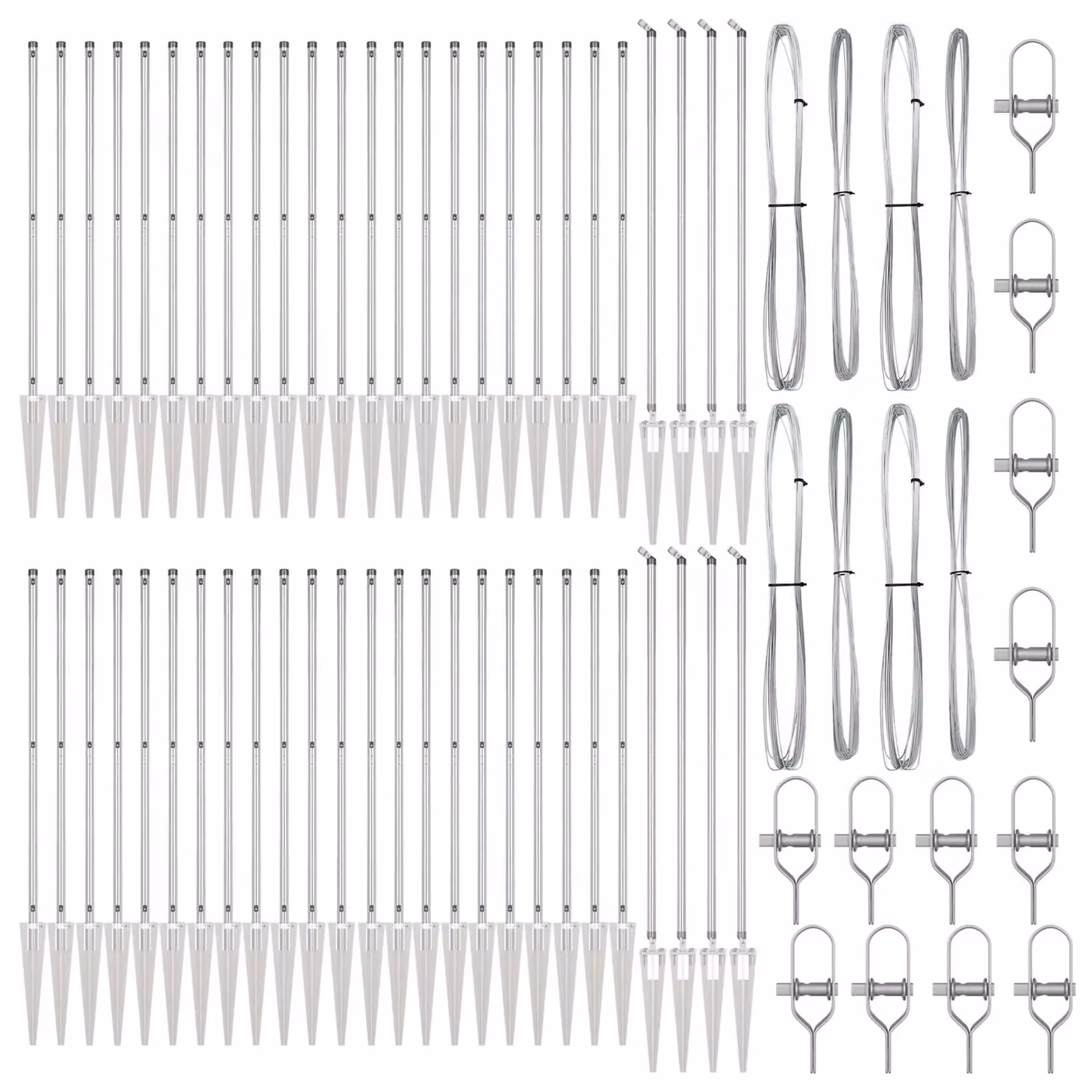 Berkfield Home 52-piece Galvanised Steel Fence Posts with Spike in Silver, Height: 120 cm, Diameter: 32 mm – 2
