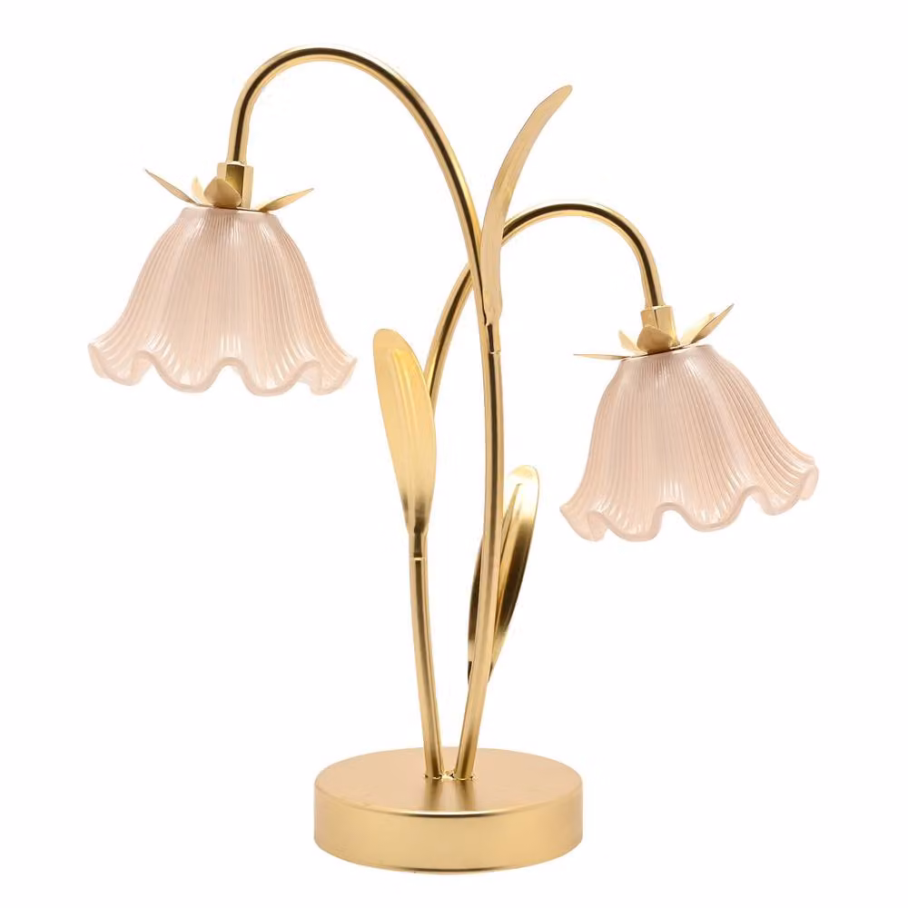 Hestia Floral 2 Stem LED Table Lamp in Gold/Brass – 2