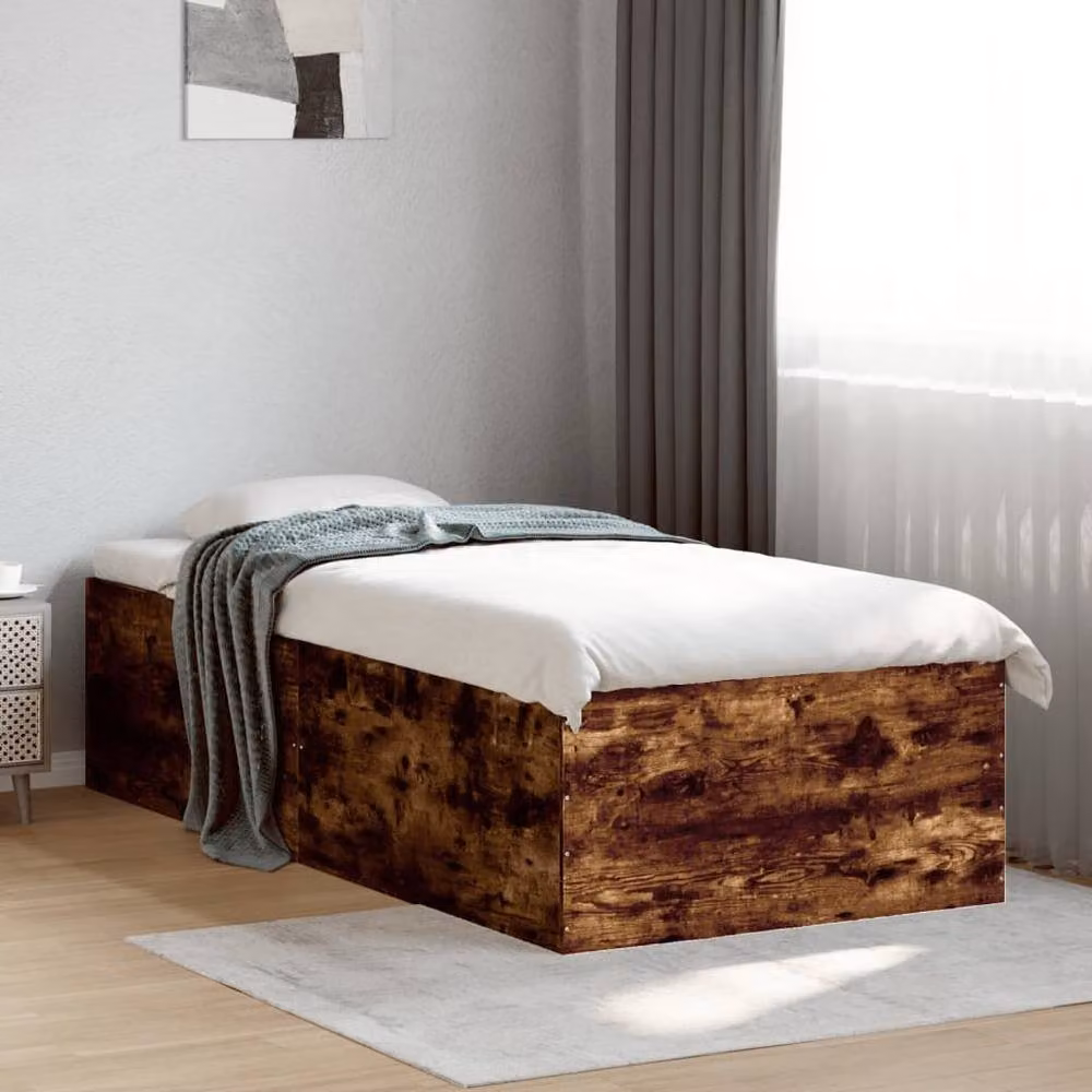 Berkfield Home Modern Single Bed Frame in Smoked Oak Brown, W/D/H: 90 x 193 x 45 cm – 2