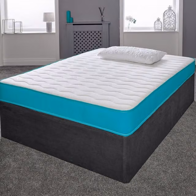eXtreme comfort ltd Cooltouch Colours Teal Hybrid Spring Mattress with Memory Foam, White and Blue, W/D/H: 150 x 200 x 18 cm – 1