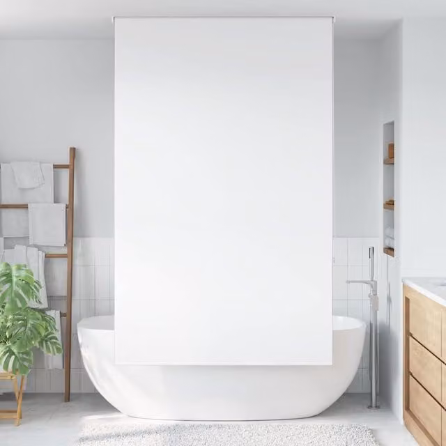 Berkfield Home White Opaque Shower Roller Blind, W: 120 cm, H: 240 cm