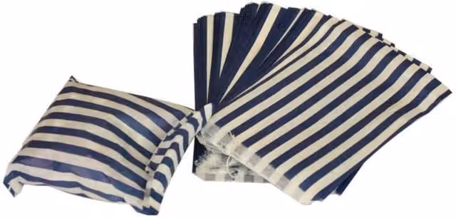 KDMD Dark Blue Small Candy Stripe Sweet Bags, 3 Pack – 1