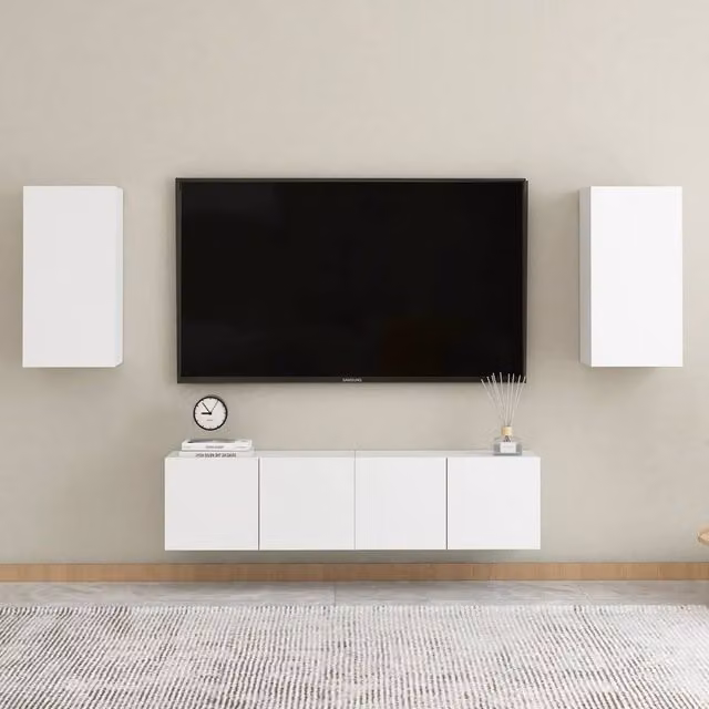 Berkfield Home 4 Piece White Matt MDF TV Cabinet and Lowboard Set