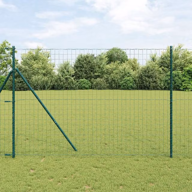 Berkfield Home Euro Fence Green PVC-Coated Steel Fencing, H: 1.6 m x W: 10 m