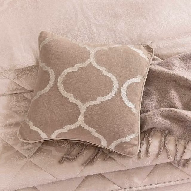 1951 Reza Tuberose Floral Cotton Cushion, Beige, W/D/H: 40 x 40 x 40 cm