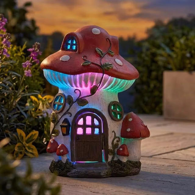 Garden Greatness Mush-Room Colour Changing Solar Garden Light in White and Multicolour, H: 27.0 cm, W: 20.0 cm, D: 17.0 cm