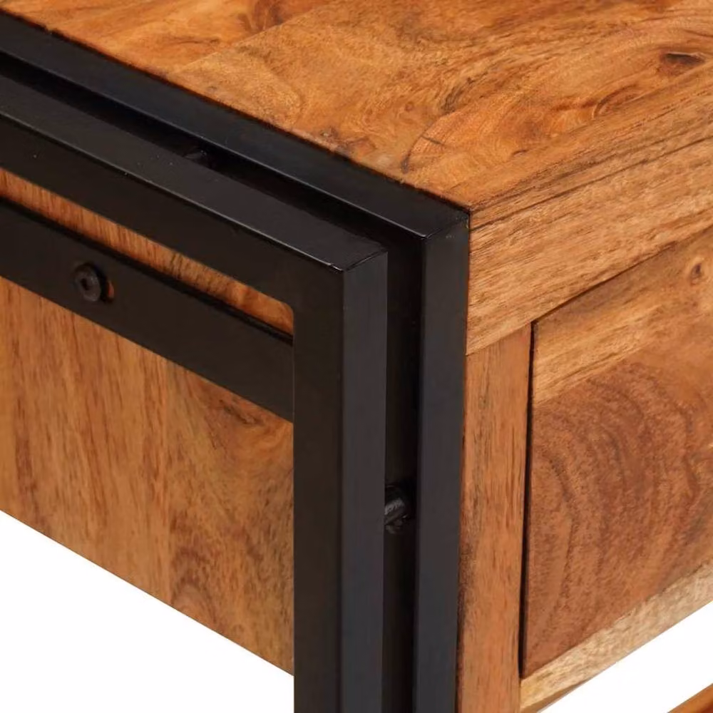 Berkfield Home Classic Console Tables, Set of 2, Brown Solid Acacia Wood, W: 160 cm, D: 33 cm, H: 75 cm – 4