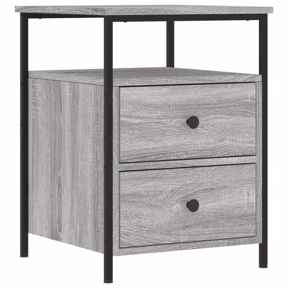 Berkfield Home Set of 2 Durable Grey Sonoma Bedside Cabinets, W/D/H: 44 x 45 x 60 cm – 2