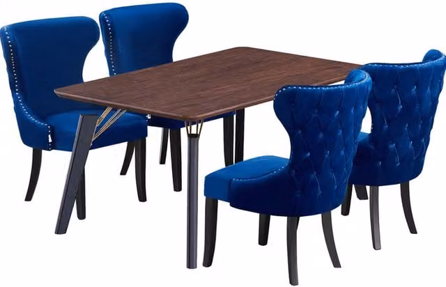 Mayfair Cosmo LUX Modern Rectangular Wooden Dining Set with 4 Chairs in Royal Blue