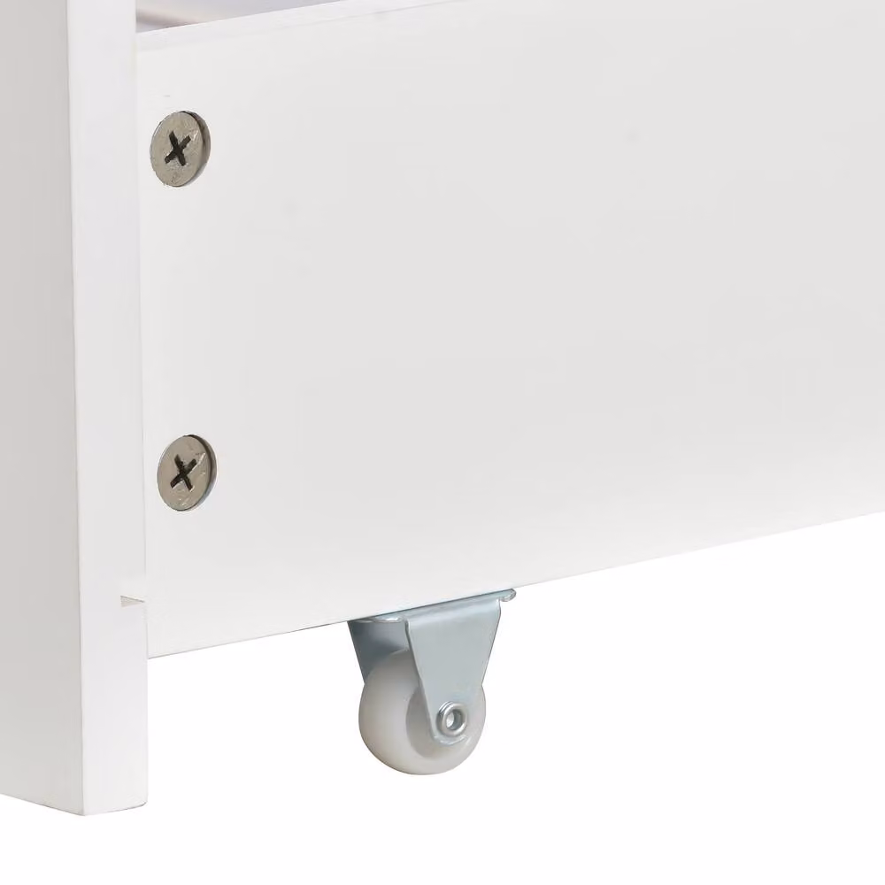 Rolipo Kids Single 3FT Toddler House Bed with Storage Drawers in White Solid Wood