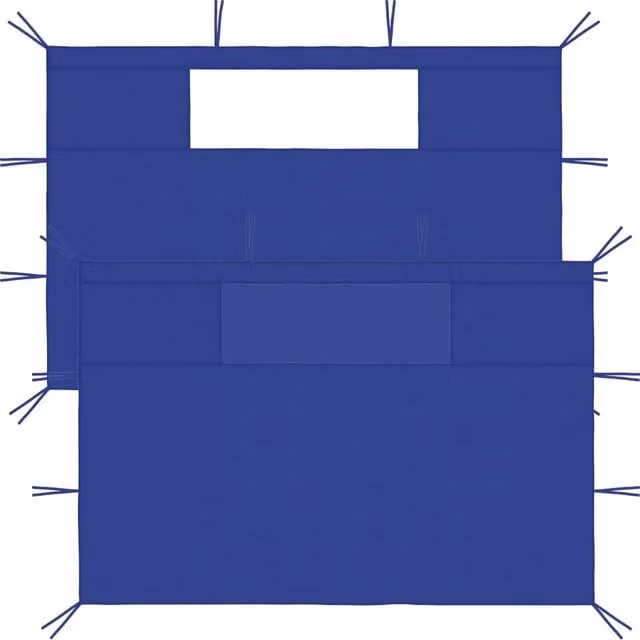 Berkfield Home Gazebo Sidewalls with Windows, 2 Piece Set, Blue, H 210 cm x W 410 cm – 1