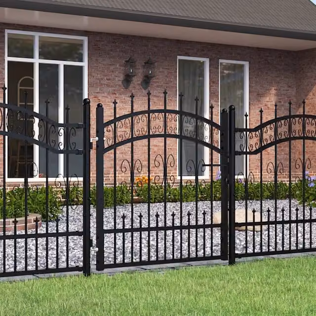 Berkfield Home Black Spear Top Steel Swing Fence Gate, W: 103 cm, H: 150 cm