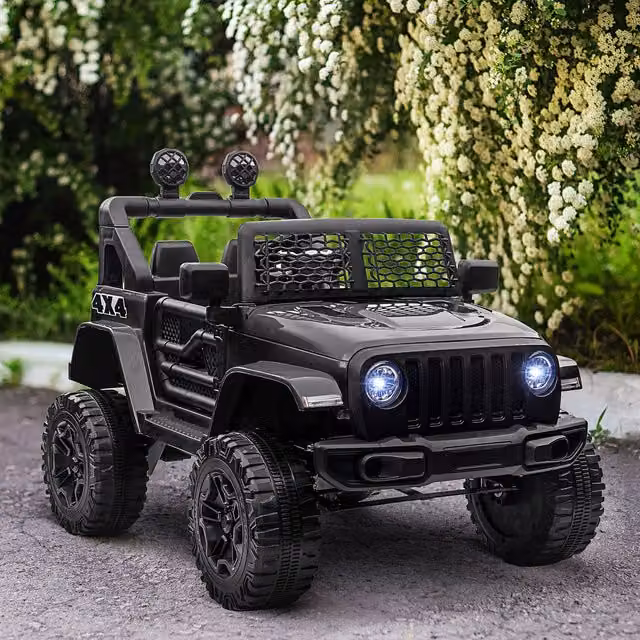 HOMCOM 12V Kids Electric Ride On SUV Truck Toy with Light and Sound, Black