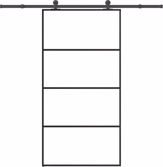 Berkfield Home Modern Sliding Door with Hardware Set, Black ESG Glass and Aluminium, W: 102.5 cm, H: 205 cm