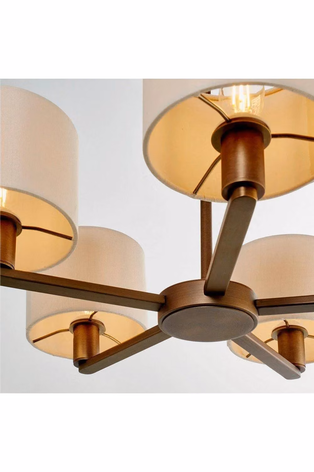 Netlighting Daley Multi Arm Pendant Light in Antique Bronze and Brown Marble with Fabric – 3