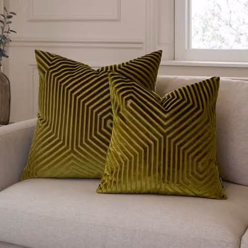 Paoletti Evoke Square Velvet Cushion in Green, W/D/H: 45 x 45 x 45 cm – 4