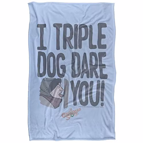 Warner Bros. A Christmas Story Triple Dog Dar Frozen Tongue Super Soft Fleece Throw Blanket, W/D/H: 91 x 147 cm, Blue/Multicolour – 1